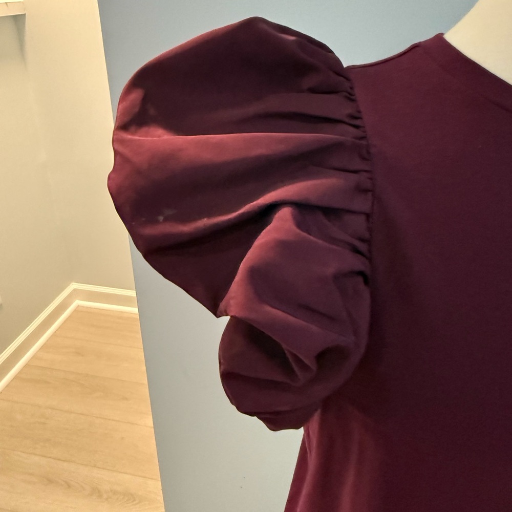 Express Burgundy Puff Sleeve Top - Picture 2 of 4